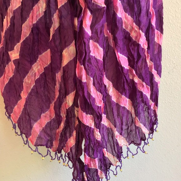 New Beach Purple Eggplant Striped Scarf Wrap Pareo - Picture 8 of 11